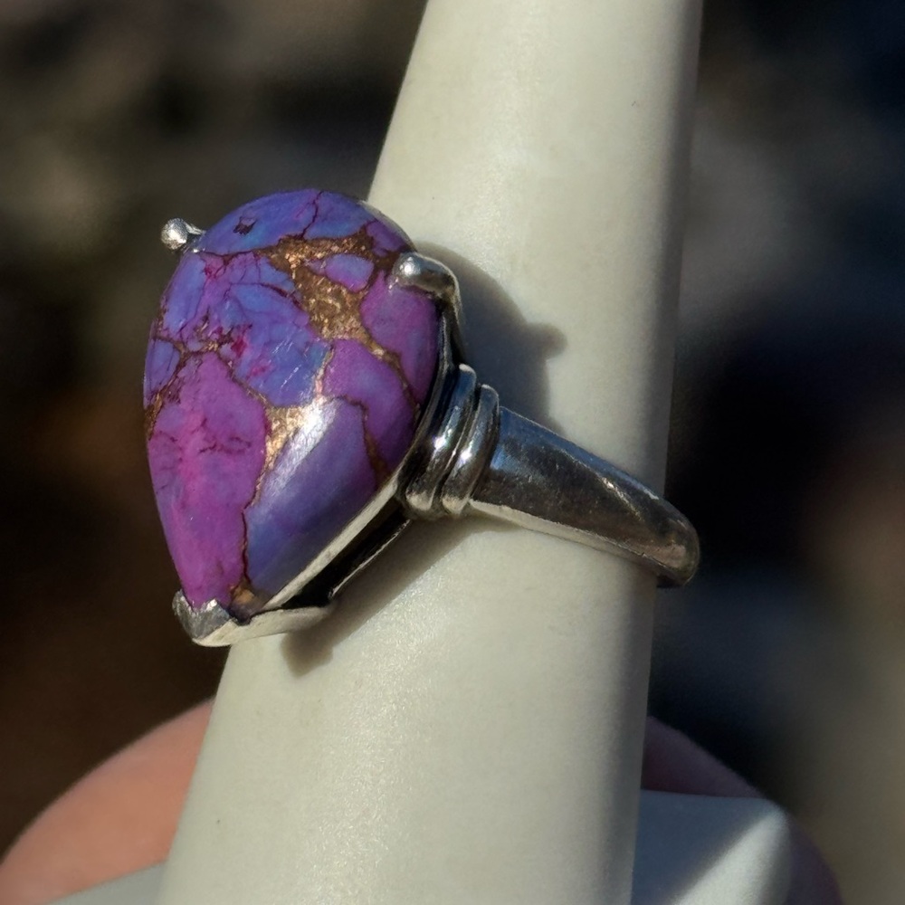 925 Purple Copper Turquoise Ring - image 1